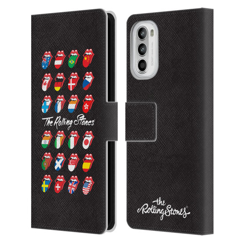 The Rolling Stones Licks Collection Flag Poster Leather Book Wallet Case Cover For Motorola Moto G52