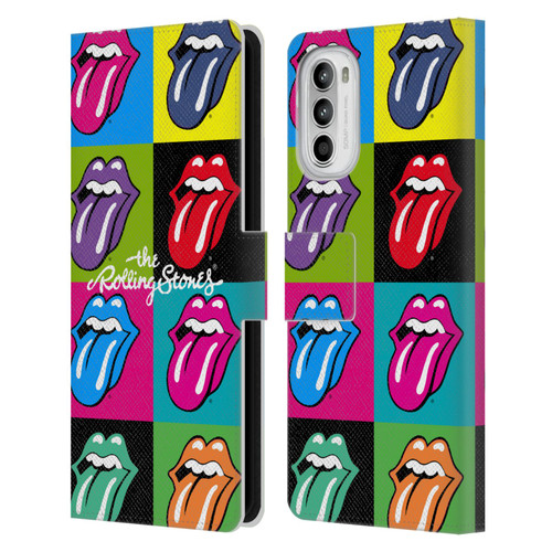 The Rolling Stones Licks Collection Pop Art 1 Leather Book Wallet Case Cover For Motorola Moto G52