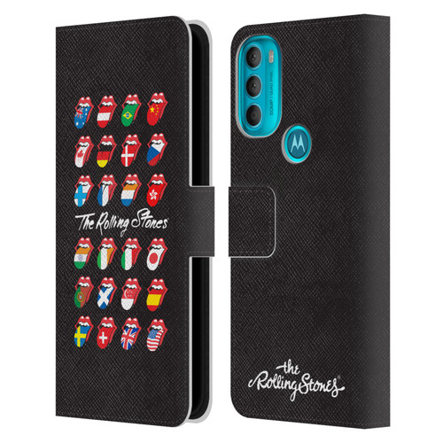 The Rolling Stones Licks Collection Flag Poster Leather Book Wallet Case Cover For Motorola Moto G71 5G