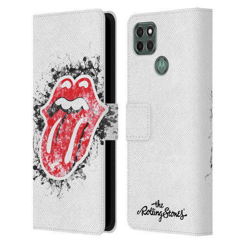 The Rolling Stones Licks Collection Distressed Look Tongue Leather Book Wallet Case Cover For Motorola Moto G9 Power