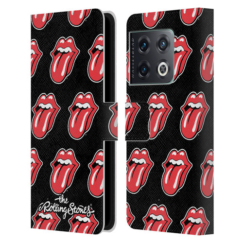 The Rolling Stones Licks Collection Tongue Classic Pattern Leather Book Wallet Case Cover For OnePlus 10 Pro