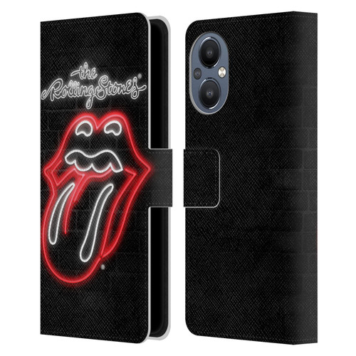 The Rolling Stones Licks Collection Neon Leather Book Wallet Case Cover For OnePlus Nord N20 5G