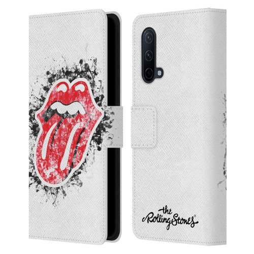 The Rolling Stones Licks Collection Distressed Look Tongue Leather Book Wallet Case Cover For OnePlus Nord CE 5G