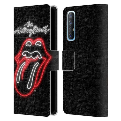 The Rolling Stones Licks Collection Neon Leather Book Wallet Case Cover For OPPO Find X2 Neo 5G