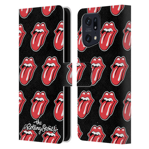 The Rolling Stones Licks Collection Tongue Classic Pattern Leather Book Wallet Case Cover For OPPO Find X5