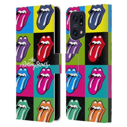 The Rolling Stones Licks Collection Pop Art 1 Leather Book Wallet Case Cover For OPPO Find X5