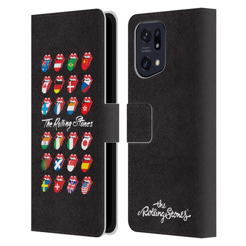 The Rolling Stones Licks Collection Flag Poster Leather Book Wallet Case Cover For OPPO Find X5