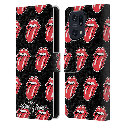 The Rolling Stones Licks Collection Tongue Classic Pattern Leather Book Wallet Case Cover For OPPO Find X5 Pro