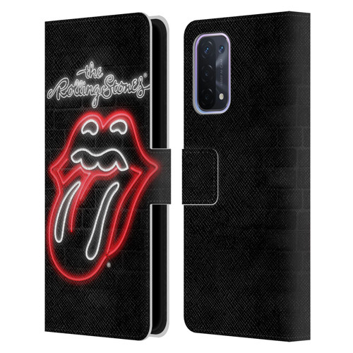 The Rolling Stones Licks Collection Neon Leather Book Wallet Case Cover For OPPO A54 5G