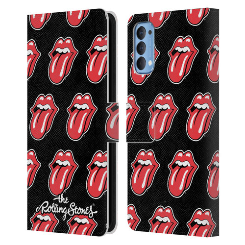 The Rolling Stones Licks Collection Tongue Classic Pattern Leather Book Wallet Case Cover For OPPO Reno 4 5G