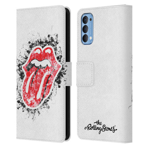 The Rolling Stones Licks Collection Distressed Look Tongue Leather Book Wallet Case Cover For OPPO Reno 4 5G