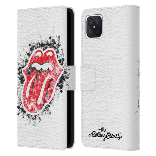 The Rolling Stones Licks Collection Distressed Look Tongue Leather Book Wallet Case Cover For OPPO Reno4 Z 5G