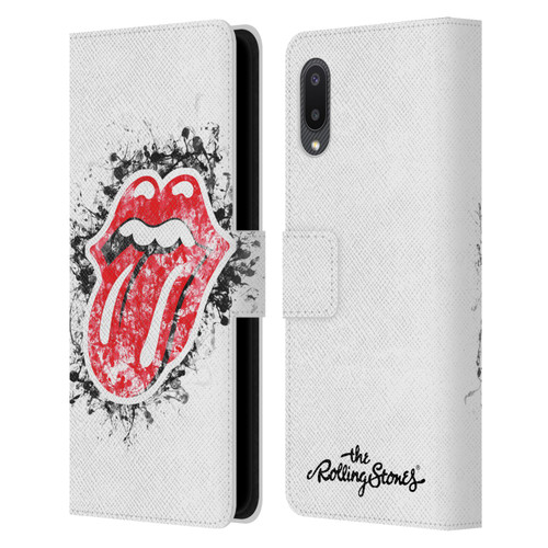 The Rolling Stones Licks Collection Distressed Look Tongue Leather Book Wallet Case Cover For Samsung Galaxy A02/M02 (2021)