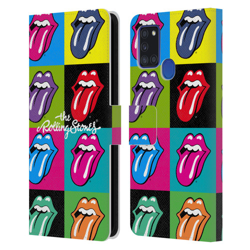 The Rolling Stones Licks Collection Pop Art 1 Leather Book Wallet Case Cover For Samsung Galaxy A21s (2020)