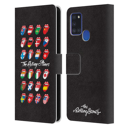 The Rolling Stones Licks Collection Flag Poster Leather Book Wallet Case Cover For Samsung Galaxy A21s (2020)