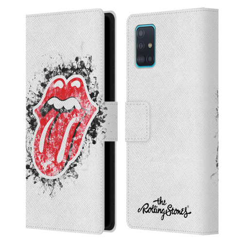 The Rolling Stones Licks Collection Distressed Look Tongue Leather Book Wallet Case Cover For Samsung Galaxy A51 (2019)