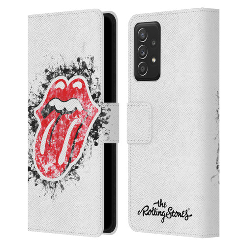 The Rolling Stones Licks Collection Distressed Look Tongue Leather Book Wallet Case Cover For Samsung Galaxy A52 / A52s / 5G (2021)