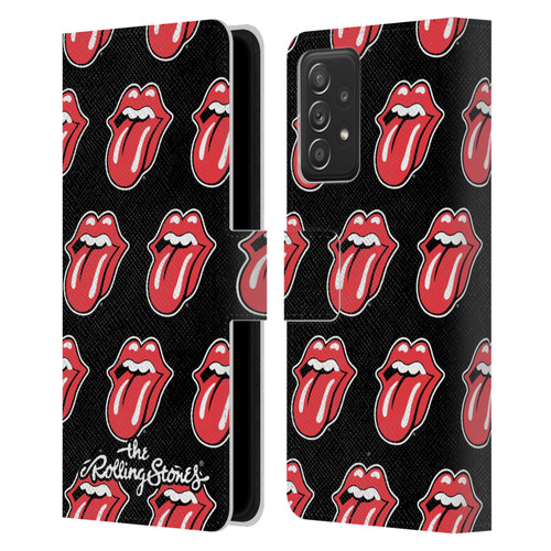 The Rolling Stones Licks Collection Tongue Classic Pattern Leather Book Wallet Case Cover For Samsung Galaxy A52 / A52s / 5G (2021)