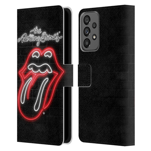 The Rolling Stones Licks Collection Neon Leather Book Wallet Case Cover For Samsung Galaxy A73 5G (2022)