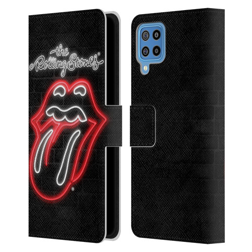 The Rolling Stones Licks Collection Neon Leather Book Wallet Case Cover For Samsung Galaxy F22 (2021)