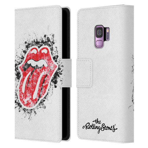 The Rolling Stones Licks Collection Distressed Look Tongue Leather Book Wallet Case Cover For Samsung Galaxy S9