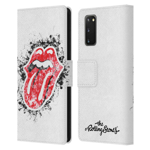 The Rolling Stones Licks Collection Distressed Look Tongue Leather Book Wallet Case Cover For Samsung Galaxy S20 / S20 5G