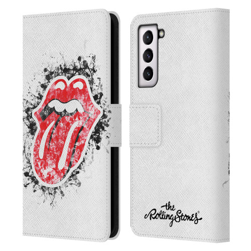 The Rolling Stones Licks Collection Distressed Look Tongue Leather Book Wallet Case Cover For Samsung Galaxy S21 5G