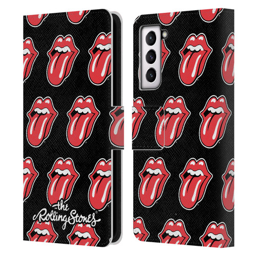 The Rolling Stones Licks Collection Tongue Classic Pattern Leather Book Wallet Case Cover For Samsung Galaxy S21 5G