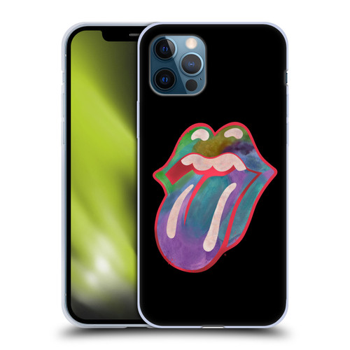 The Rolling Stones Graphics Watercolour Tongue Soft Gel Case for Apple iPhone 12 / iPhone 12 Pro