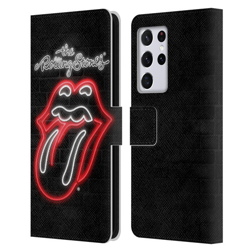 The Rolling Stones Licks Collection Neon Leather Book Wallet Case Cover For Samsung Galaxy S21 Ultra 5G