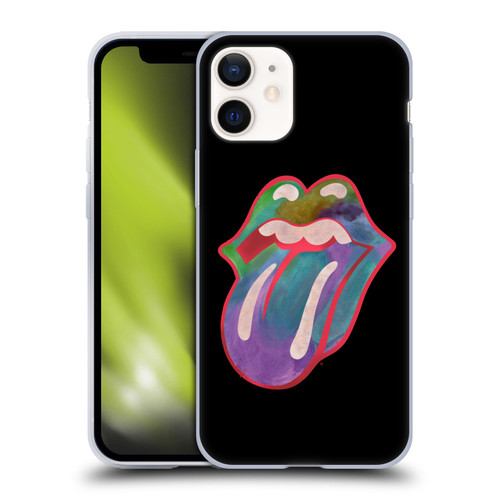 The Rolling Stones Graphics Watercolour Tongue Soft Gel Case for Apple iPhone 12 Mini