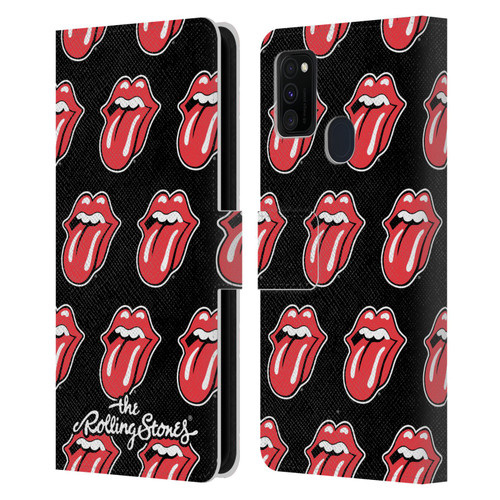 The Rolling Stones Licks Collection Tongue Classic Pattern Leather Book Wallet Case Cover For Samsung Galaxy M30s (2019)/M21 (2020)