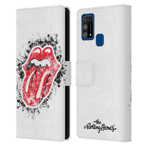 The Rolling Stones Licks Collection Distressed Look Tongue Leather Book Wallet Case Cover For Samsung Galaxy M31 (2020)