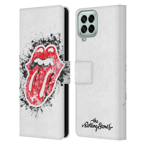 The Rolling Stones Licks Collection Distressed Look Tongue Leather Book Wallet Case Cover For Samsung Galaxy M33 (2022)