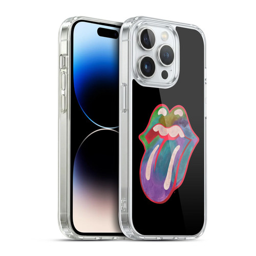 The Rolling Stones Graphics Watercolour Tongue Soft Gel Case for Apple iPhone 14 Pro