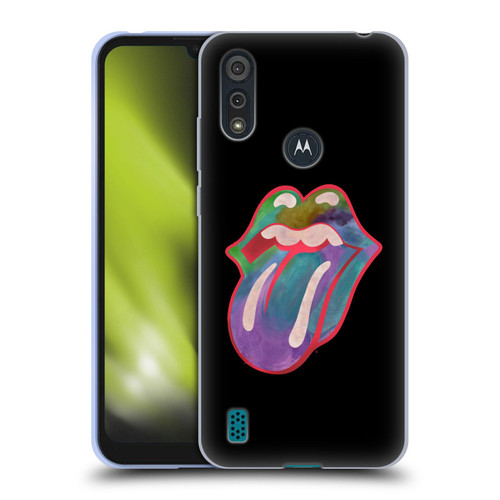 The Rolling Stones Graphics Watercolour Tongue Soft Gel Case for Motorola Moto E6s (2020)