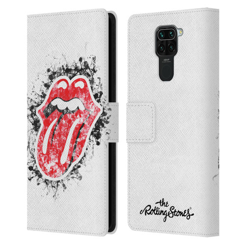 The Rolling Stones Licks Collection Distressed Look Tongue Leather Book Wallet Case Cover For Xiaomi Redmi Note 9 / Redmi 10X 4G