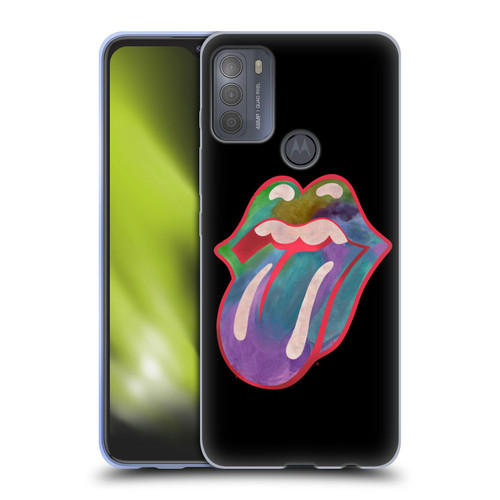 The Rolling Stones Graphics Watercolour Tongue Soft Gel Case for Motorola Moto G50