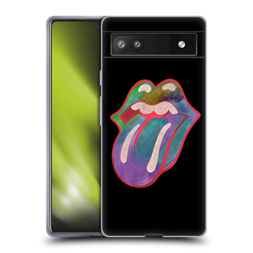 The Rolling Stones Graphics Watercolour Tongue Soft Gel Case for Google Pixel 6a