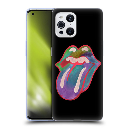 The Rolling Stones Graphics Watercolour Tongue Soft Gel Case for OPPO Find X3 / Pro
