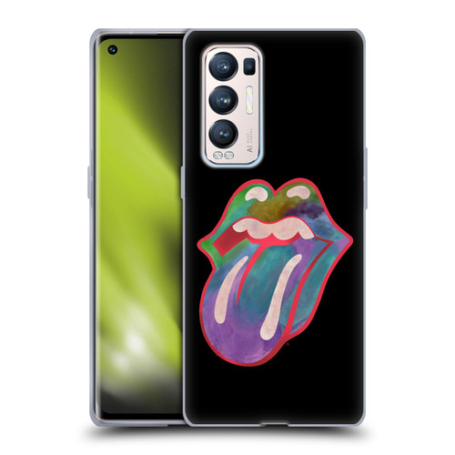 The Rolling Stones Graphics Watercolour Tongue Soft Gel Case for OPPO Find X3 Neo / Reno5 Pro+ 5G