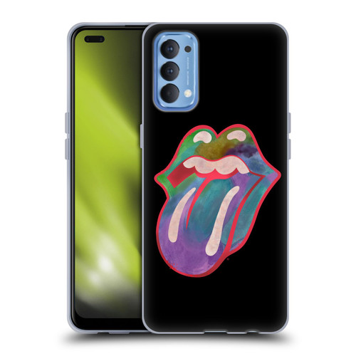 The Rolling Stones Graphics Watercolour Tongue Soft Gel Case for OPPO Reno 4 5G