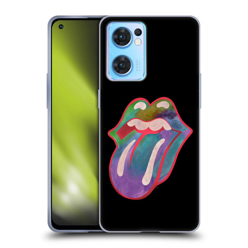 The Rolling Stones Graphics Watercolour Tongue Soft Gel Case for OPPO Reno7 5G / Find X5 Lite
