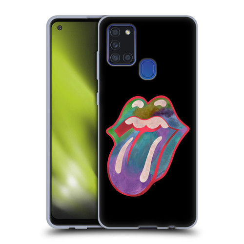 The Rolling Stones Graphics Watercolour Tongue Soft Gel Case for Samsung Galaxy A21s (2020)