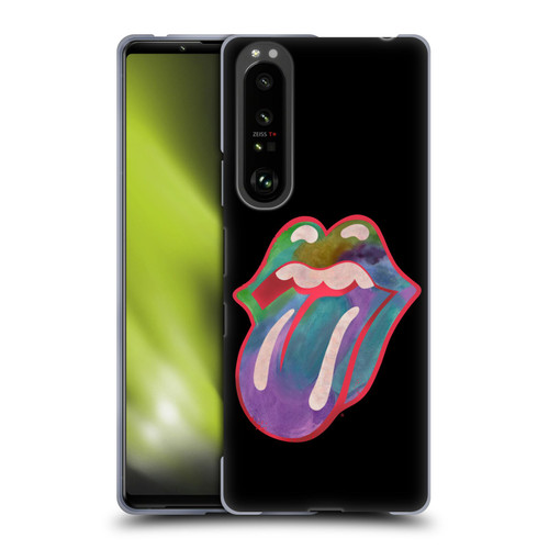 The Rolling Stones Graphics Watercolour Tongue Soft Gel Case for Sony Xperia 1 III