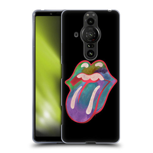 The Rolling Stones Graphics Watercolour Tongue Soft Gel Case for Sony Xperia Pro-I