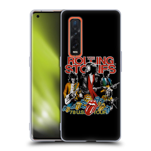 The Rolling Stones Key Art 78 US Tour Vintage Soft Gel Case for OPPO Find X2 Pro 5G