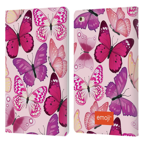 emoji® Butterflies Pink And Purple Leather Book Wallet Case Cover For Apple iPad mini 4