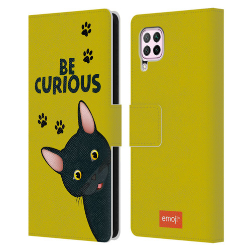 emoji® Cats Curious Leather Book Wallet Case Cover For Huawei Nova 6 SE / P40 Lite