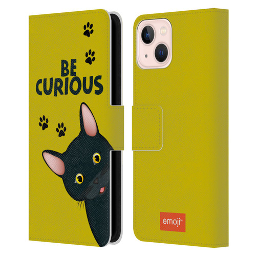 emoji® Cats Curious Leather Book Wallet Case Cover For Apple iPhone 13